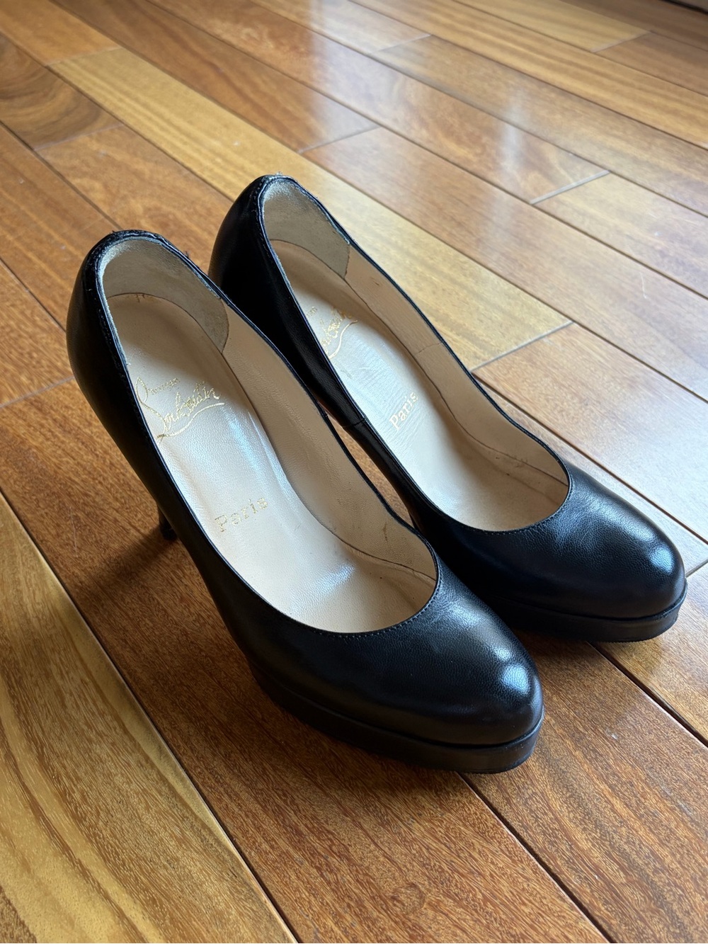 Christian Louboutin Black Leather Platform Pumps